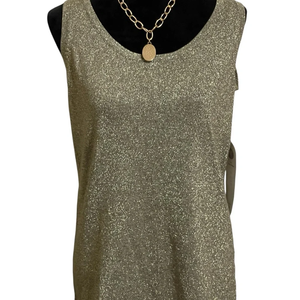 DG 2 DIANE GILMAN NWTS GOLD METALLIC TANK SZ MED - Picture 2 of 13